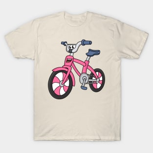 Cute pink kids bicycle cartoon illustration T-Shirt